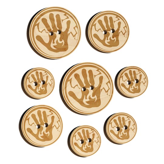 Sniggle Sloth; Sorcerer Elemental Fire Magic Wood Buttons for Sewing Knitting Crochet DIY Craft; Category:Buttons; Image:1
